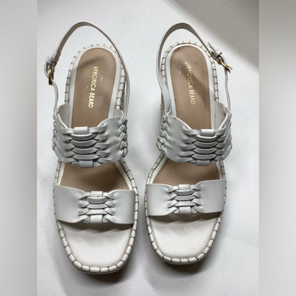 Veronica Beard Riya White Slingback Espadrille Platform Wedge Sandal